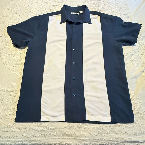 Cubavera Blue and White Casual Button Down Shirt - Picture 1 of 4
